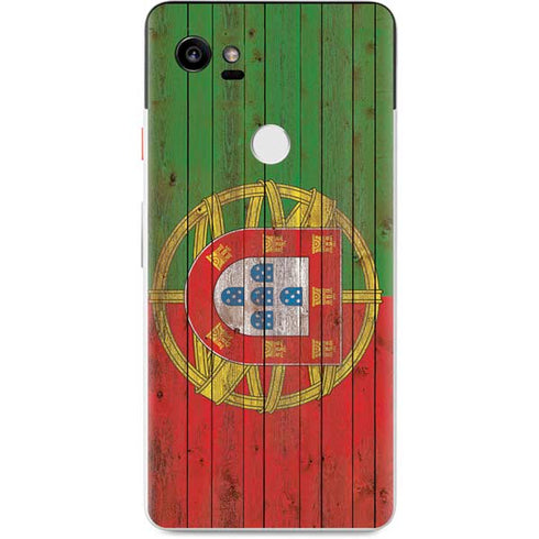 Portuguese Flag Dark Wood Google Pixel 2 XL Skin